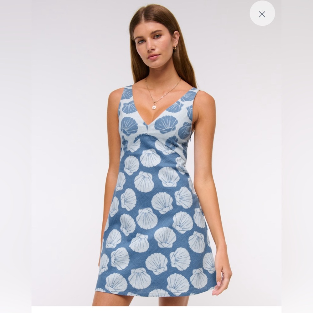 Abercrombie & Fitch Blue and White Shell Print Mini Dress